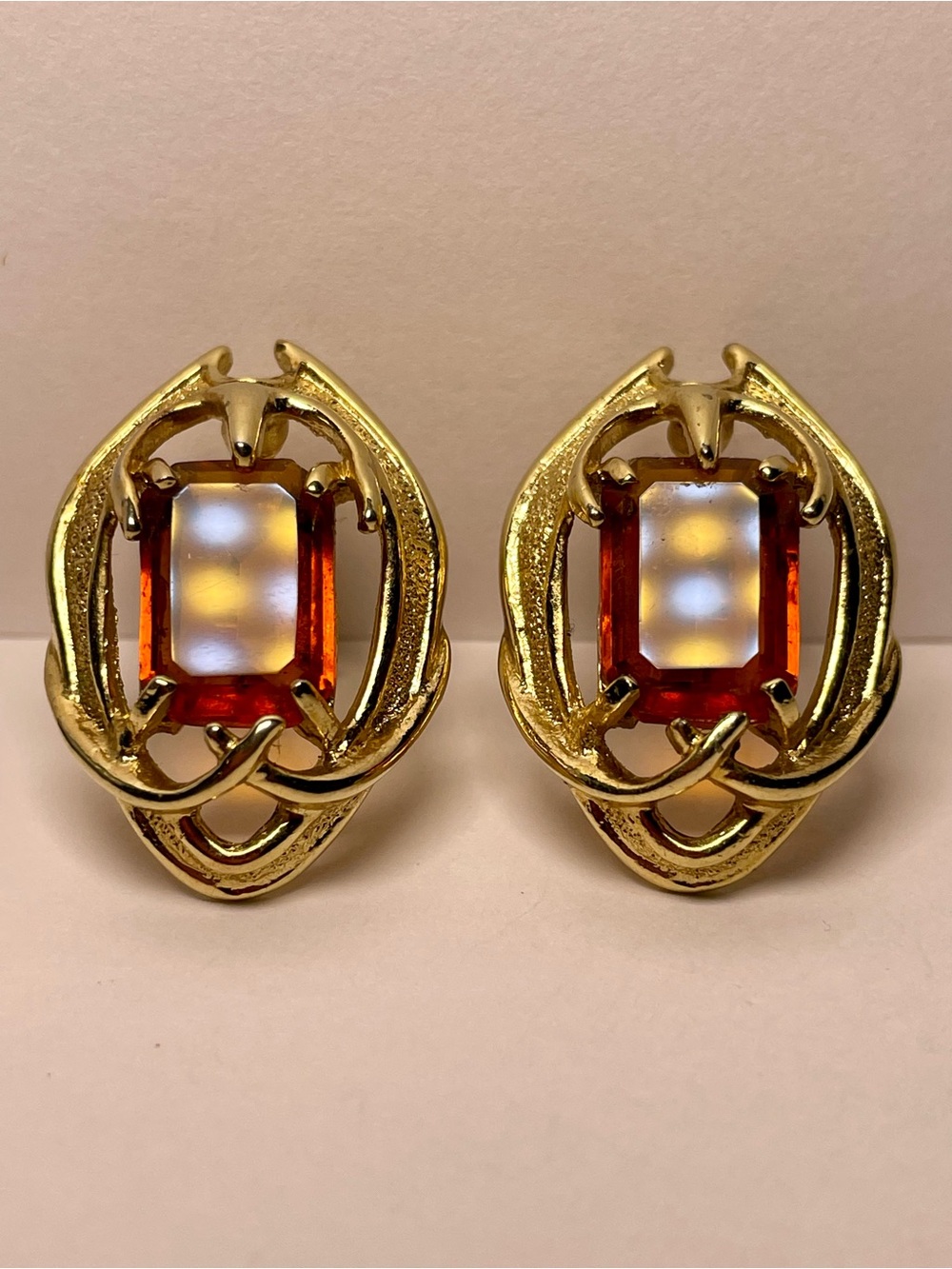 Sarah Coventry Gold-Tone Amber Clip Earrings